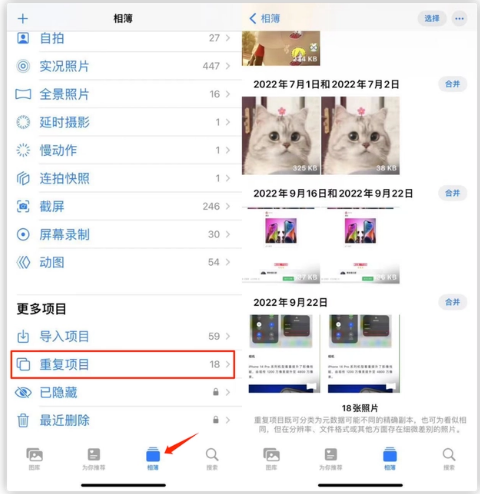 承留镇苹果手机维修分享iOS 16 中相册重复项目功能使用方法 