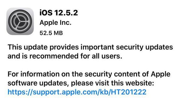 承留镇苹果手机维修分享iOS12.5.2发布，建议所有老苹果用户安装 